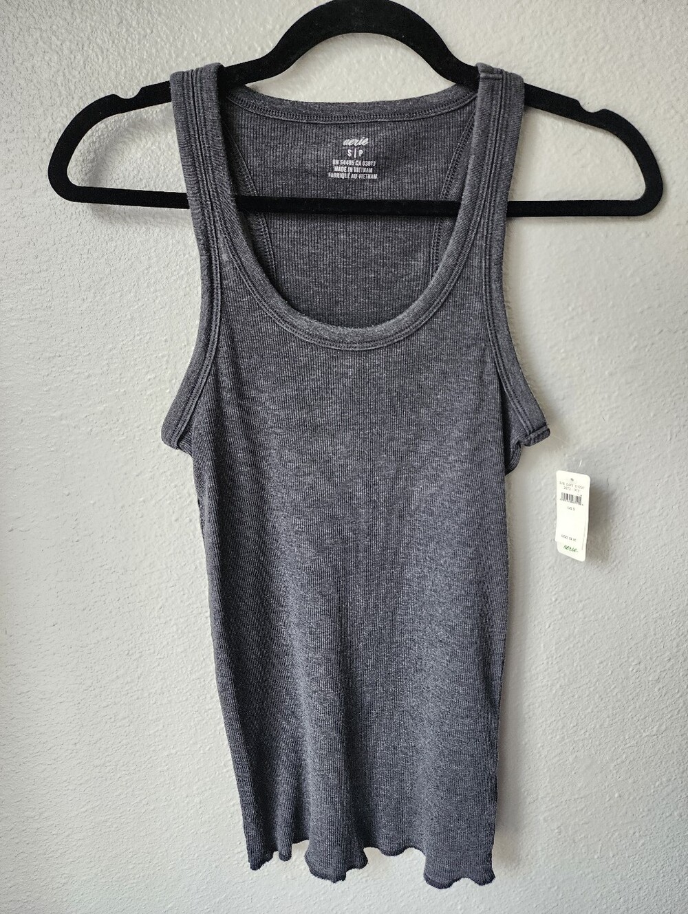 Aerie NWT Scoop Neck Ribbed Tank Size Small In Heather Grey